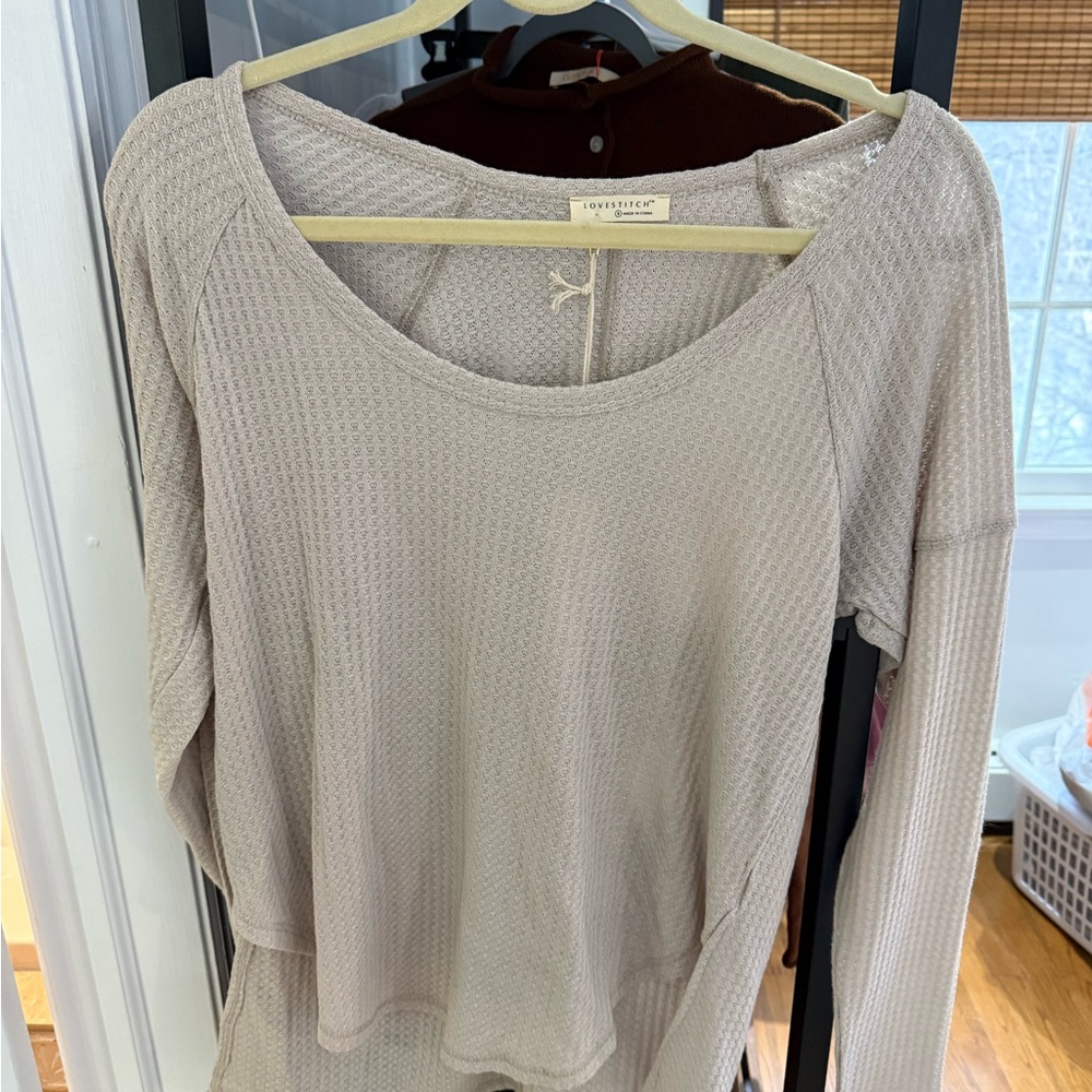 Lovestitch Women's Beige Long Sleeve Top